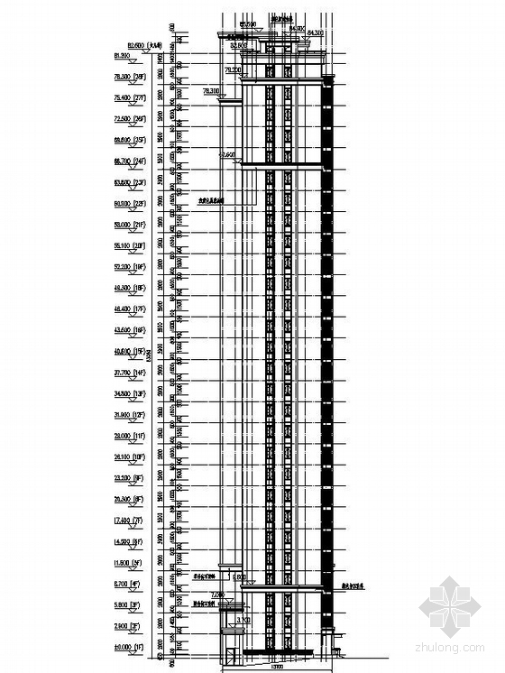 28层新古典风格商住楼建筑设计施工图（2015年6月图纸 推荐参考）-28层新古典风格商住楼建筑立面图