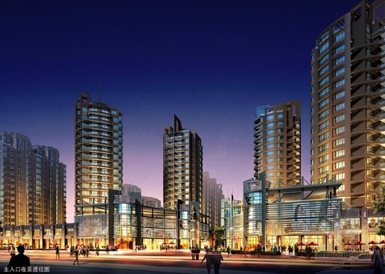 [江苏]高层现代风格住宅区规划设计方案文本（含CAD）-高层现代风格住宅区规划设计效果图
