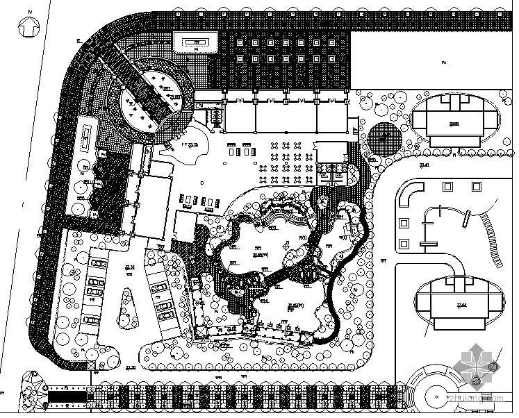 会所入口广场铺装1资料下载-四川科技园建筑景观设计全套施工图(含水电)