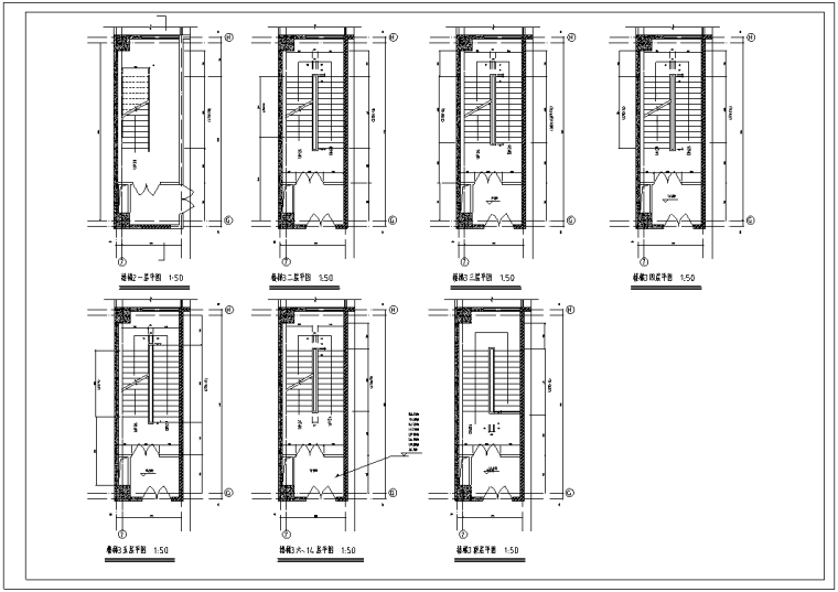 [北京]某假日广场酒店超全建筑CAD施工图-[北京]某假日广场建筑图纸楼梯大样图2