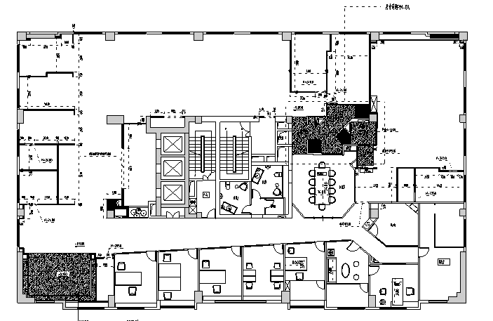 现代混搭风格凯隆地产办公空间设计施工图（附效果图）-墙体定位图
