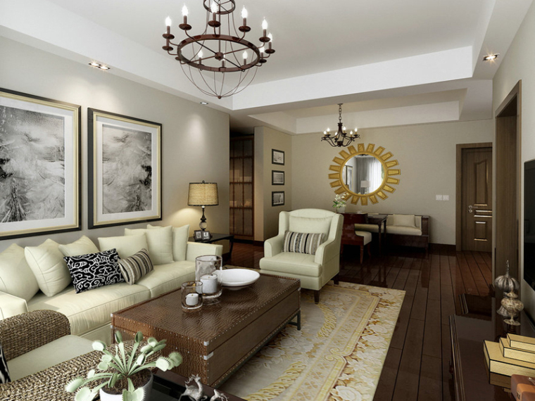 欧式家具3d资料下载-现代欧式客厅3D模型下载