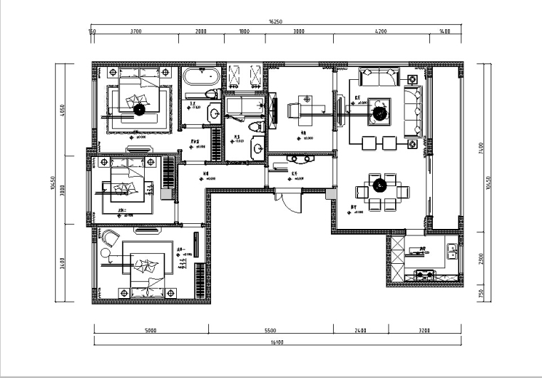法式居室设计资料下载-[上海]一套完整的法式样板间设计施工图（含效果图）