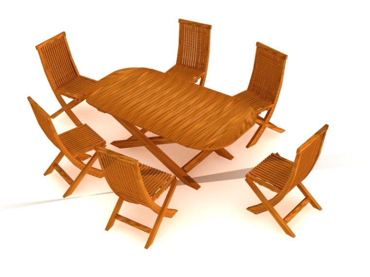 餐椅3d模型资料下载-六人餐桌椅3D模型下载