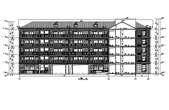 [安徽]多层新中式风格小学办公楼及综合楼建筑施工图（17年最新）-多层新中式风格小学办公楼及综合楼建筑立面图