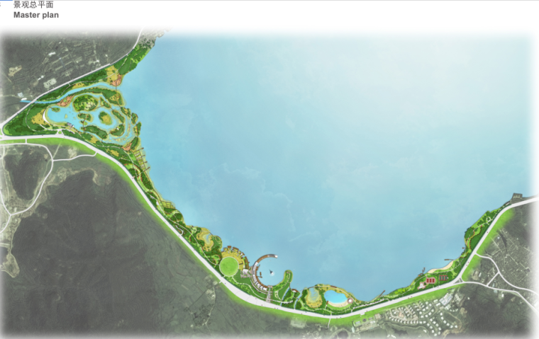 [浙江]宁波东钱湖景区南岸线项目水上花园、阳光水岸概念方案 B-1 总平面