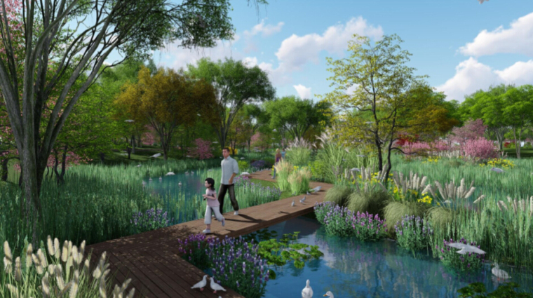 [辽宁]白云桥生态湿地海绵城市公园景观规划设计方案-A16湿地景观效果图