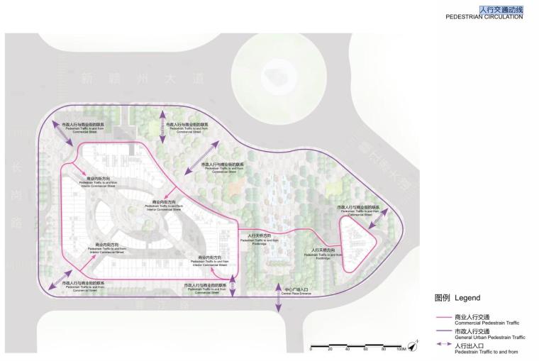[江西]赣州章江新区某广场景观规划设计文本（包含pdf+81页）-人行交通动线