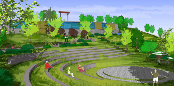 [重庆]小清新生态休闲体育公园景观设计方案-观演舞台景观效果图