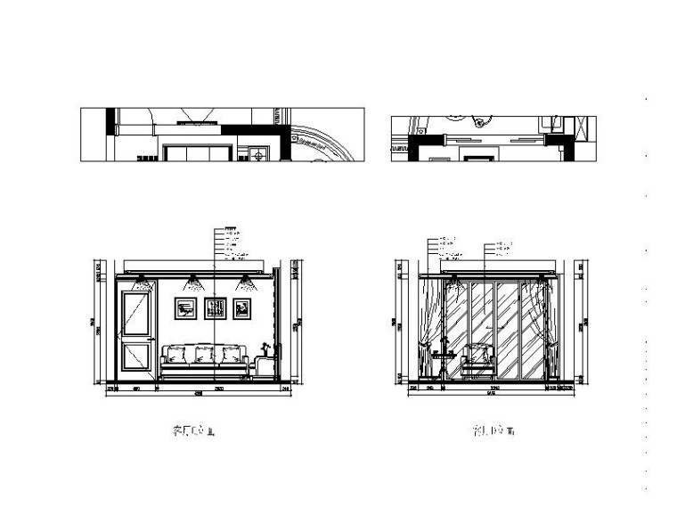 [杭州]简约欧式风两居室设计施工图（含效果图）-[杭州]简约欧式风两居室设计立面图