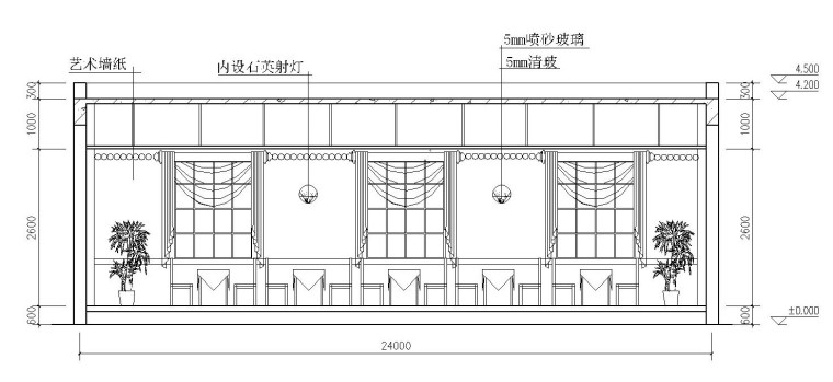 LOFT工业风格酒吧装修施工图（附效果图）-大厅立面图1