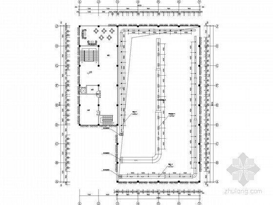 [云南]知名中学游泳池给排水全套图纸（水处理恒温恒湿、循环水处理）-二层平面图 