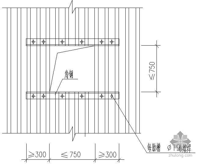 压型钢板开孔时的加强措施资料下载-某压型钢板开孔300-750时的加强措施节点构造详图