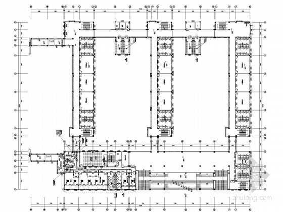 [北京]多层教学楼建筑空调通风及防排烟系统设计施工图-二层风管平面图 