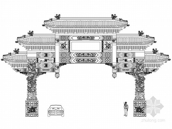 古建筑牌楼斗拱图纸资料下载-园林古建牌楼牌坊图纸汇总集