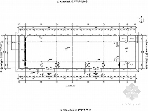 [青海]单层框架结构中学餐厅结构施工图（含建筑）-平面图 