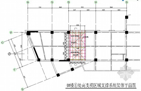 办公服务中心工程高支模施工方案汇报(60页)-4号楼架体支撑示意图 