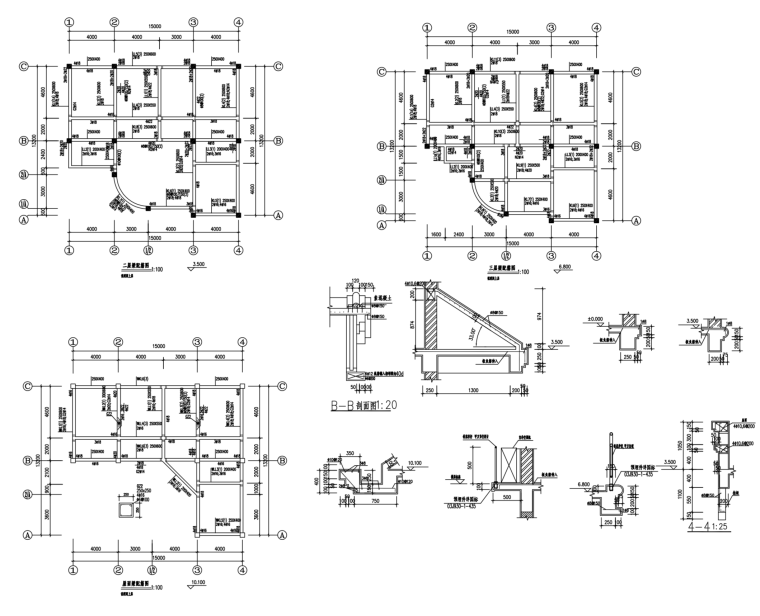 欧式新农村3层独栋别墅建筑设计施工图（含全套CAD图纸）-屏幕快照 2019-01-09 上午9.50.47