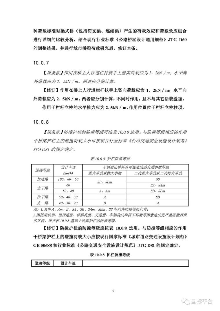 吸取万州“10.28”公交车坠江事件教训，《城市桥梁设计规范（CJJ_9