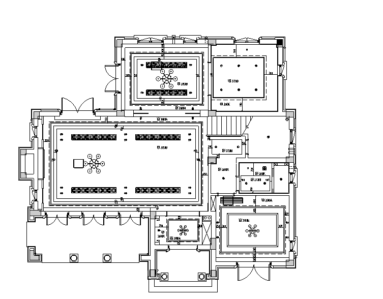 新古典中式风桃花源别墅样板房设计施工图（附效果图）-天花布置图