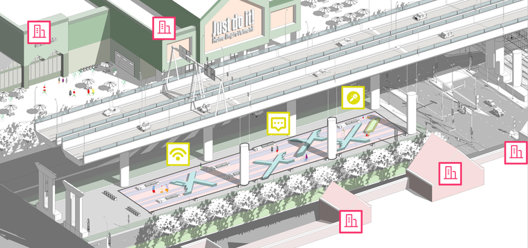 小清新小区景观鸟瞰图资料下载-ps效果第六讲作业：街道扁平风鸟瞰图（此处回帖上传作业）