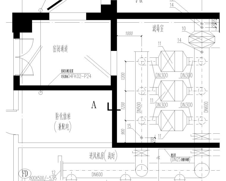 [江苏]南通国际贸易中心全套暖通设计（包含人防）-通风机房T3