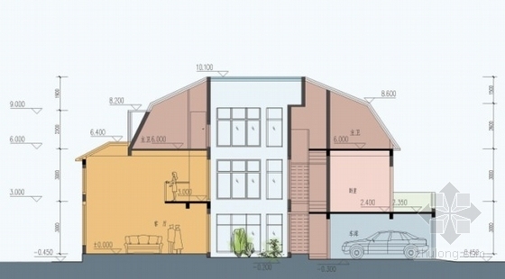 [江苏]北美风格住宅区规划及单体方案文本-住宅区剖面图