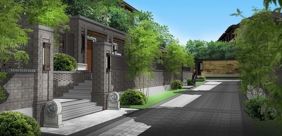 [北京]新中式皇室气派别墅区景观规划设计方案(著名设计公司)-景观效果图