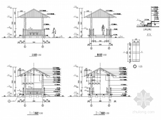 某古建扇亭建筑施工图资料下载-经典木亭施工图