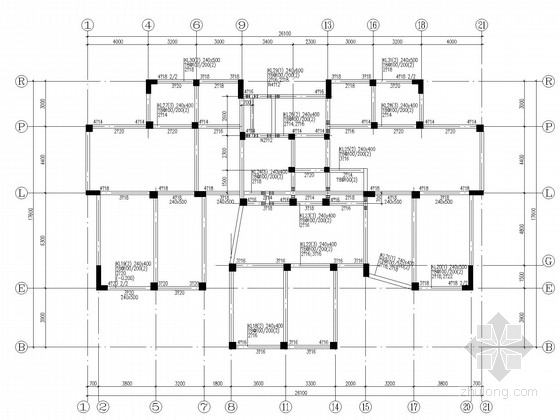 高档小区景观平面图CAD资料下载-高档小区14层框架住宅楼结构施工图