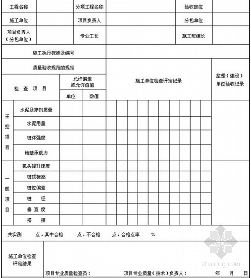 [四川]建筑工程施工质量验收规范实施指南（253页 土建用表）-水泥土搅拌桩地基检验批质量验收记录 