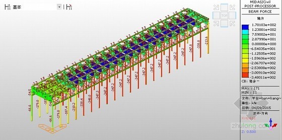 [浙江]码头生态化改造工程水上钢平台安全专项施工方案-钢结构平台轴力图 