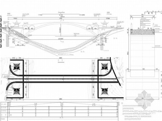 [重庆]带观光亭上承式等截面悬链线空腹式拱桥设计图纸32张（国际公司）-桥型布置图 