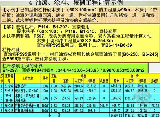 油漆涂料裱糊工程量计算及施工图预算编制图文精讲-计算示例 