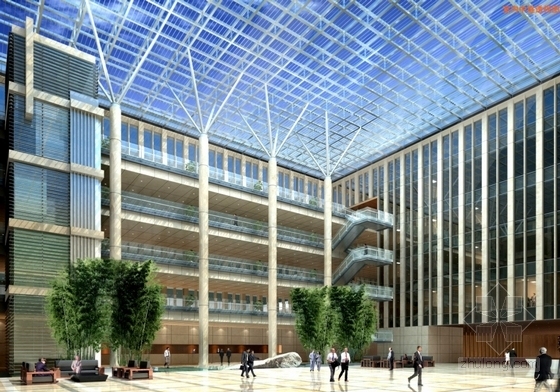 [天津]现代风格办公楼建筑设计方案文本-办公楼效果图
