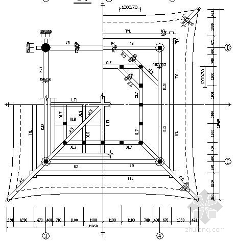 仿古建筑施工图CAD资料下载-混凝土仿古建筑某寺庙结构施工图