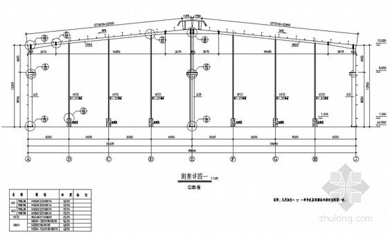 单层厂房结构布置图资料下载-某带吊车单层厂房结构设计图