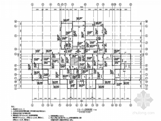[重庆]18层剪力墙结构高层住宅楼结构施工图-十五～十八层梁配筋图