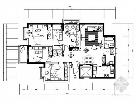 住宅装饰装修建筑图资料下载-简欧风格四居室装饰装修图