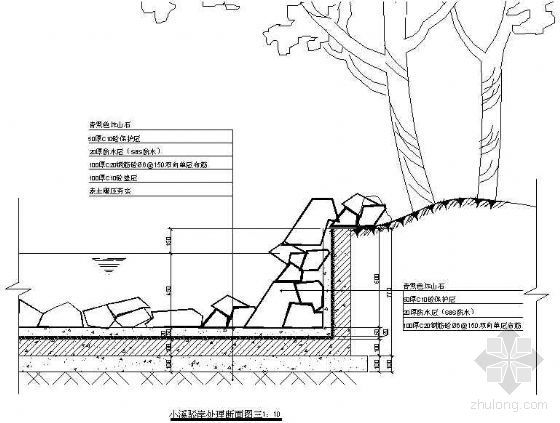 景观驳岸断面资料下载-小溪驳岸断面图三