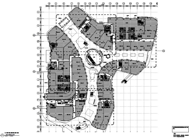 现代大型商业广场设计施工图设计-墙身定位图