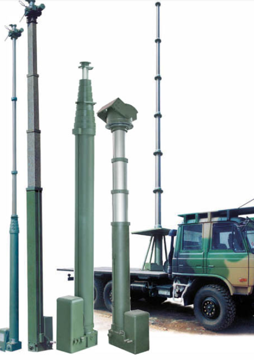 安装避雷装置资料下载-铝镁合金通讯天线桅杆 15米照明避雷针监控手摇便携升降杆