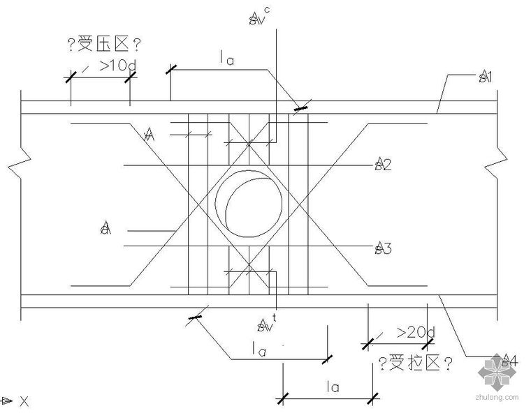 su圆形节点资料下载-某梁腹圆形孔洞周边的配筋节点构造详图