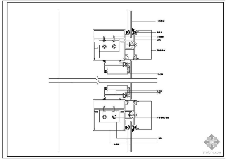 铝塑板构造节点资料下载-某隐框幕墙及铝塑板幕墙节点构造详图（十）