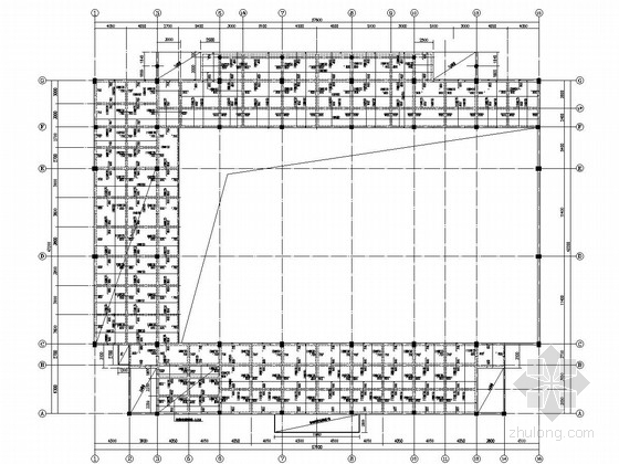 [江西]地上二层现浇框架结构风雨操场结构施工图-二层板配筋图 