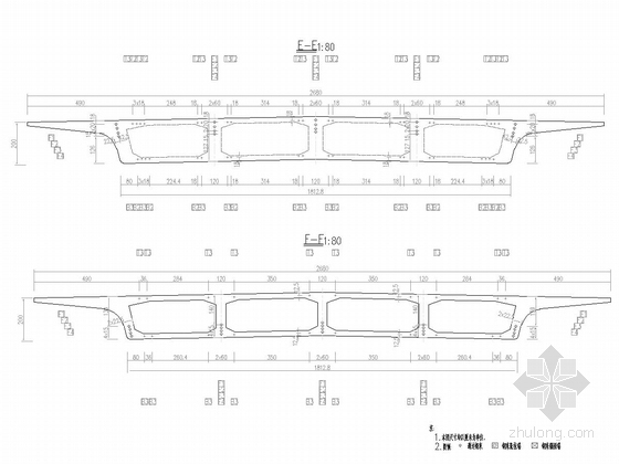 [福建]27米宽单箱四室斜腹式预应力混凝土连续箱梁高架桥设计图217张-SⅢ-1-2-12第三、九联（3x35）m箱梁预应力钢束布置图
