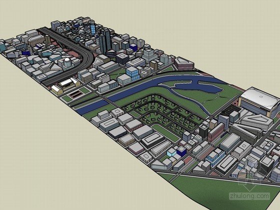 区域温差资料下载-区域城市建筑SketchUp模型下载