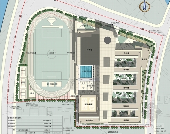  [广东]六年制48班现代化小学规划及建筑设计方案文本（含CAD及多媒体）-六年制48班现代化小学规划总平面图