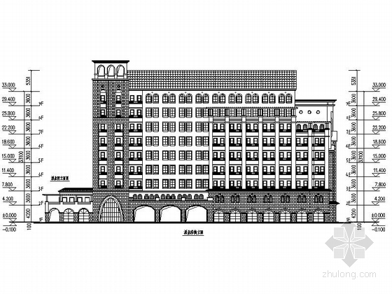 [河南]托斯卡纳风格住宅小区规划设计方案文本（含住宅及幼儿园cad）-托斯卡纳风格住宅小区规划设计方案立面图