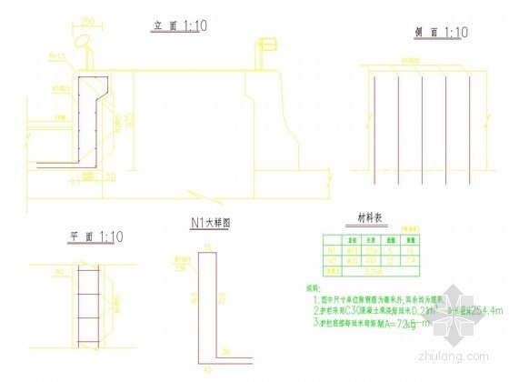 桥梁人行道做法？资料下载-钢管砼拱桥主桥人行道内侧缘石构造详图